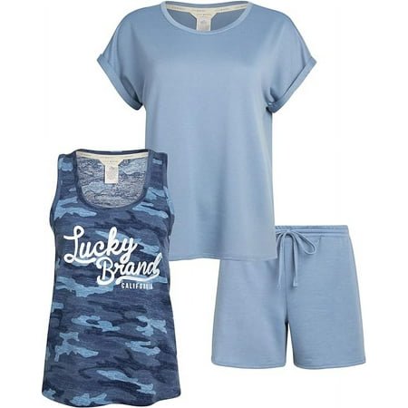 Lucky Brand Womens 3-piece Short Sleep Set Size: XS, Color: Faded Denim
