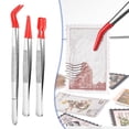 thumbnail image 2 of Red Rubber Coated Tweezers, Precision with Soft Tips for Jewelry Electronics Crafting Non Slip, 6In, 3Pcs, 2 of 8