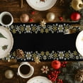 thumbnail image 3 of Burlap Table Runner 70 Inches Long,Winter Snowflake on Black Background Non-Slip Kitchen Table Runners for Dining Room Everyday Use Party Table Decorations Gold White Pattern, 3 of 9