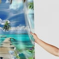 thumbnail image 3 of Orinice  Beach Ocean View Shower Curtain Tropical Blue Hawaii Island Palm Tree Flower Sunset Coastal Seaside Summer Nature Landscape Polyester Curtains Bathroom Decor with Hooks  60x72, 3 of 7