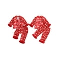 thumbnail image 2 of Cjfdfy Toddler Baby Girl Christmas Valentines Day Silk Stain Pajamas Set Kids Girl PJS Set Sleepwear Spring Fall Winter Clothes Bow Long Sleeve Button Down Shirt with Long Pants Set Loungewear 1-7Y, 2 of 9