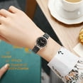 thumbnail image 3 of Opvise Women Watch Dual-color Round Dial Faux Leather Strap Elegant Ladies s Dress Quartz Wristwatch Fashion Jewelry Birthday Gift, 3 of 8