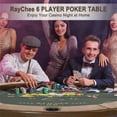 thumbnail image 6 of RayChee Round Poker Table Foldable, Folding Texas Holdem Table, 6 Players Portable Casino Card Game Table w/Water-Resistant Cushioned Rail and Stainless Steel Cup Holders (Brown, 46 Inch), 6 of 7