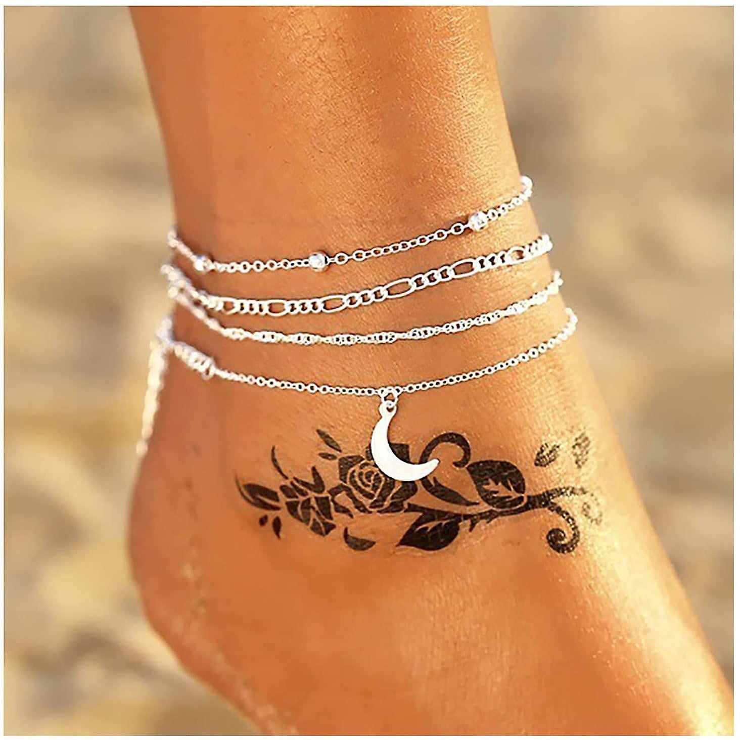 EHDWXVZM Lot De 2 Bracelets De Cheville En Perles Boho – Bijoux De Plage Or Et Argent Pour Femmes, Style Estival Chic Et Élégant