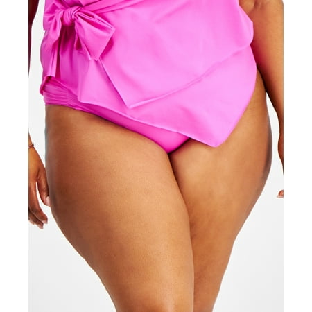 Becca ETC Women's Plus Size Color Code Hipster Bikini Bottoms (Vivid Pink, 2X)