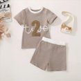 thumbnail image 2 of kaprioy Toddler Baby Boy Clothes Summer Outfits 2nd Birthday Funny Embroidery Short Sleeve Shirt & Shorts Cute Birthday Clothes, 2 of 9