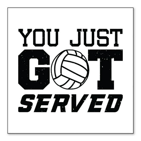 DistinctInk Custom Bumper Sticker - 6" x 6" Decorative Decal - White Background - You Just Got Served Volleyball