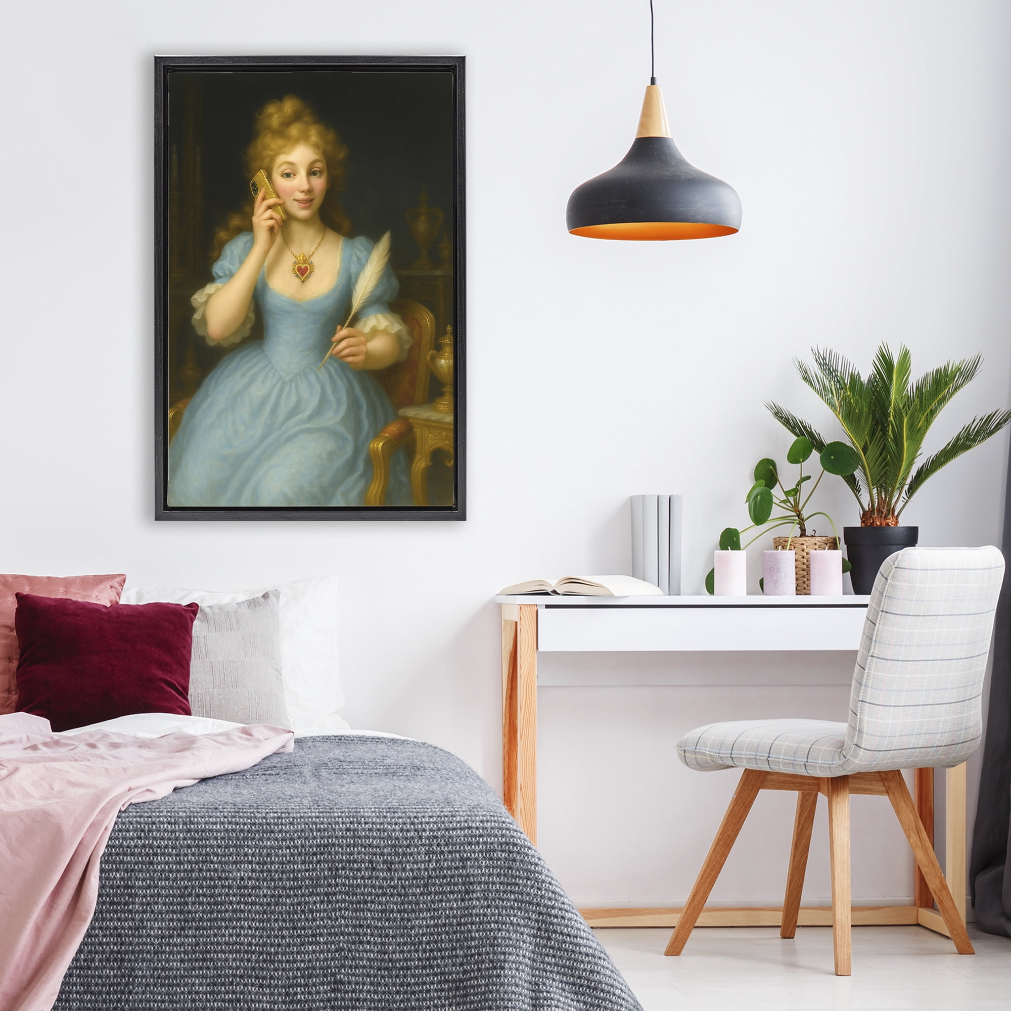 Stupell Industries May I Take A Message Black Framed Floater Canvas Wall Art, design by Grotto Studios