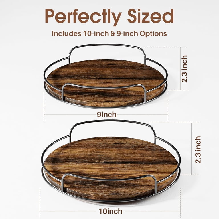LAMU 2-Pack Bamboo Lazy Susan Set 9" & 10" photo 8