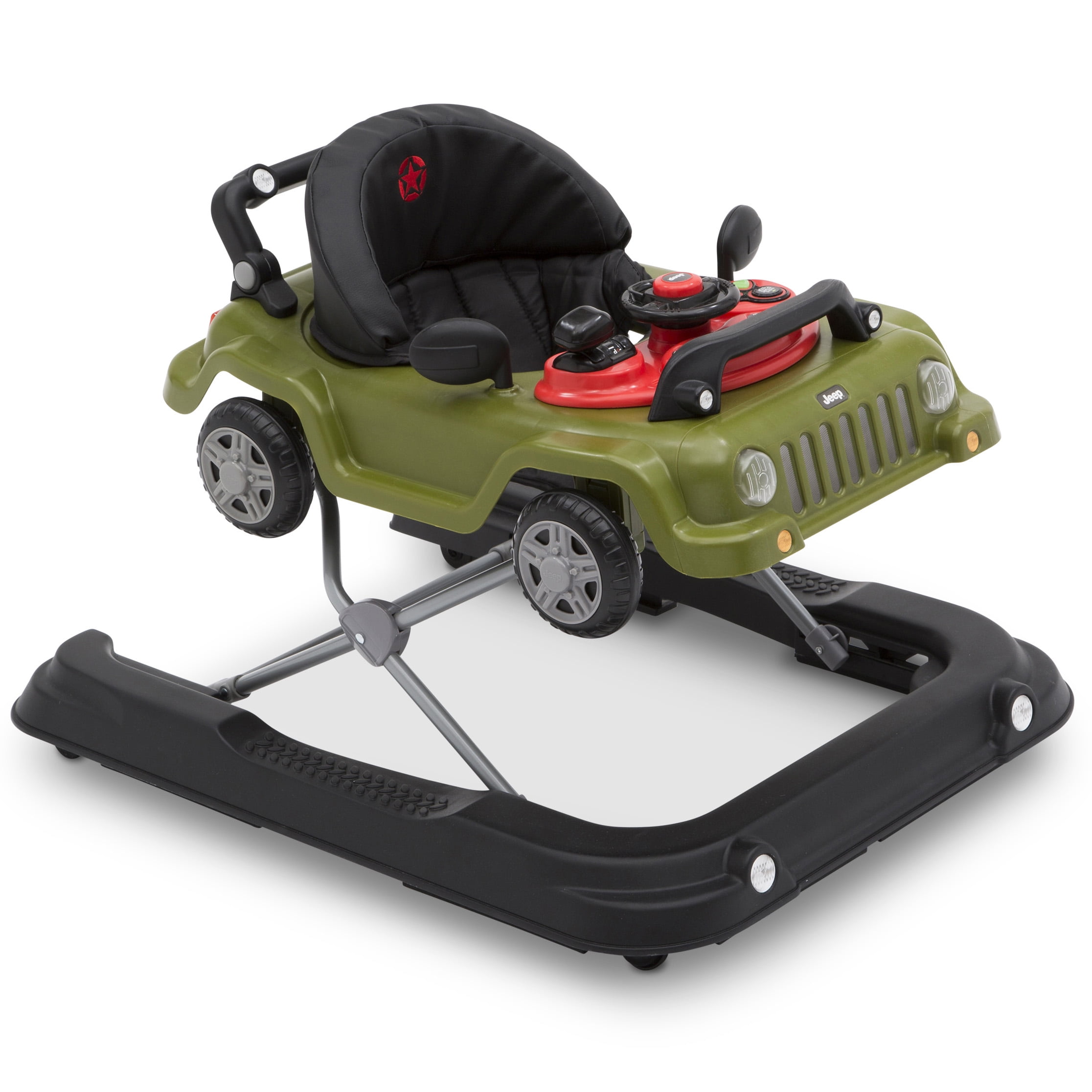 3-in-1 Classic Jeep Wrangler Ride on Baby Walker & Push-behind 