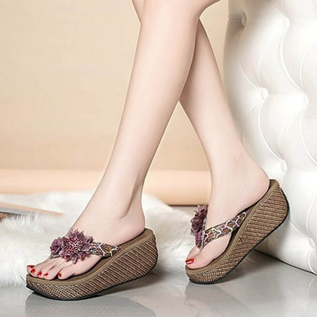 

Aueoeo Indoor slippers for women Ladies Fashion Lace Casual Beach Non-Slip Flip-Flops