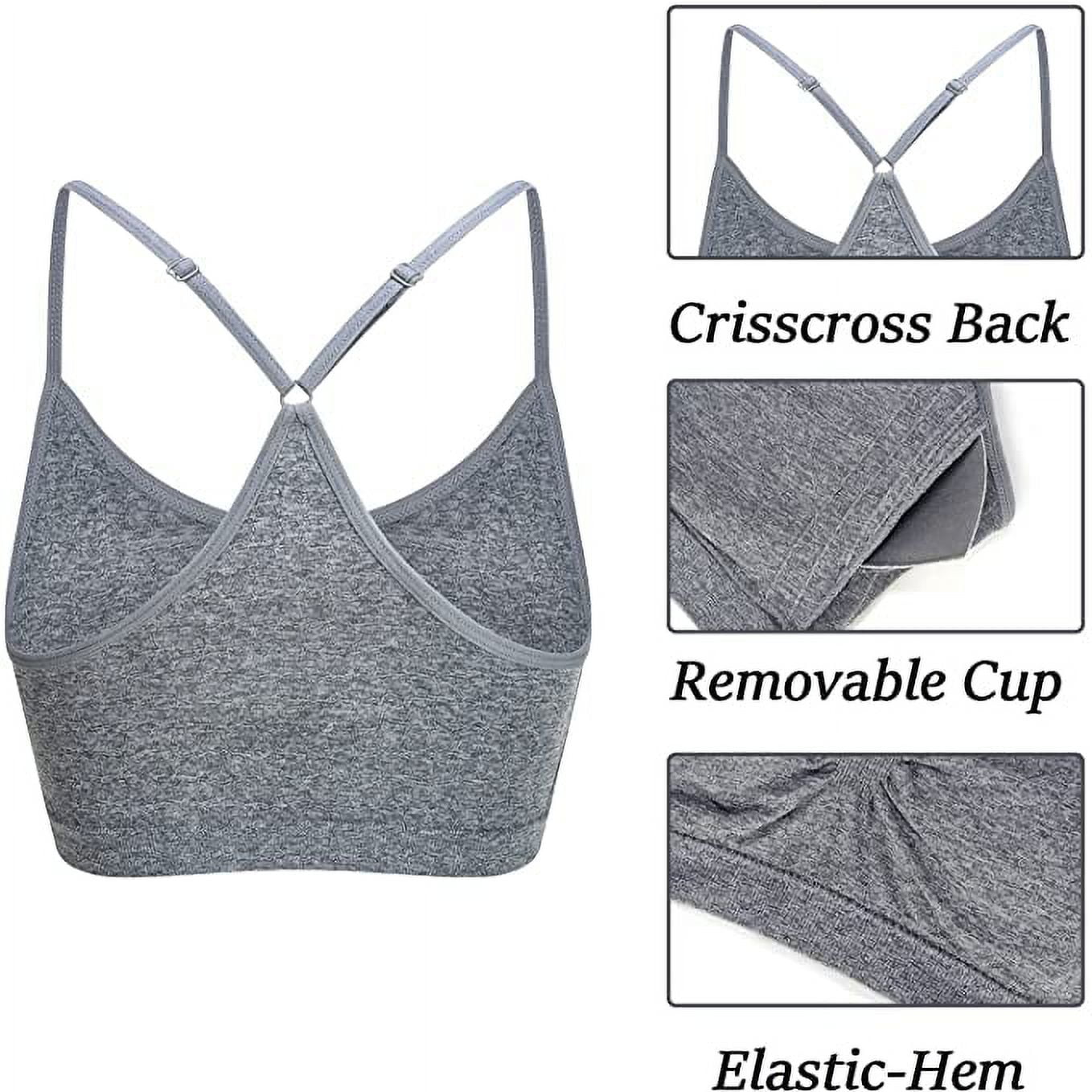 Vertvie Women's Sports Bra Wirefree Seamless Padded Yoga Bra Strap Camisole  Short Tank Tops 3 Pack