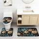 thumbnail image 5 of Juego de 4 cortinas de ducha para baño, juego de cortinas de ducha de poliéster con alfombras de baño, juego de baño con patrón de flores doradas pintadas con cortina de ducha y juego de alfombras, 5 of 8