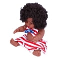 thumbnail image 4 of Muñeca negra de 30cm de vinilo, bonita muñeca africana simulada, juguete para juego de rol para niños, regalo, 4 of 14
