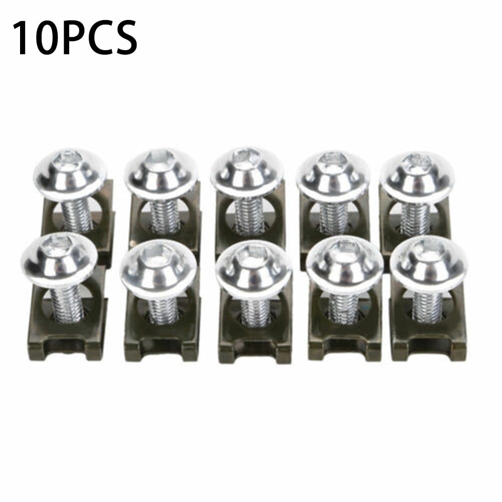 Black Ahomi 10pcs 5mm Motorcycle Fairing Bolts Spire Speed Fastener Clip Screw Spring Nuts 