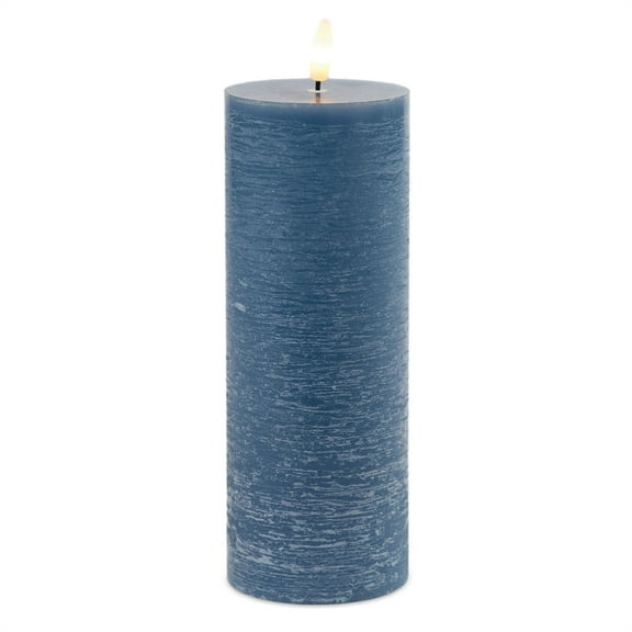 Melrose FIA Wick Blue Pillar Candle Set of 2