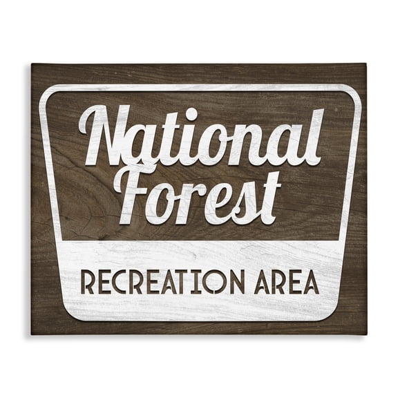 Stupell Industries Rustic Lodge National Forest Recreation Rustic Grain Pattern Sign Canvas Art, 20 x 16, by Lil' Rue