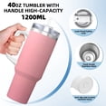 thumbnail image 3 of Daiia Puppy Peeking Through Pink Printed 40 oz Tumbler with Handle,Ice Bully Insulated Tumbler 2 in 1 Lid Insulated Water Bottle Stainless Steel Travel Coffee Mug, 3 of 8