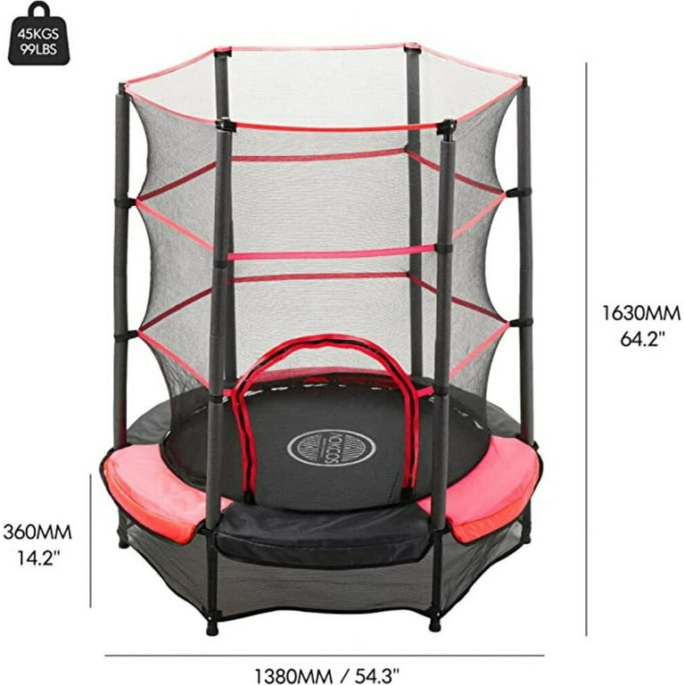 AOKCOS 54 Trampoline for Kids Mini Toddler Trampoline with Safety Enclosure Indoor Outdoor Play Red