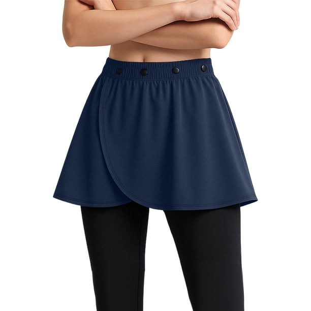 Tops para Usar con Faldas Correa Ajustable Media Falda Capa Cortina de Pedo Falso Doblado Casual Mujeres Moda Inferior