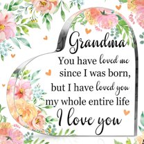 Grandma Gift Grandma Birthday Gift Acrylic Heart Shape Butterfly Shape Grandma Sign from Granddaughter Grandson Thoughtful Grandmother Gift Ideas (Watercolor Flowers)