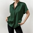 thumbnail image 2 of Women's Solid Color Satin Short Sleeved Shoulder Collar Short Sleeved Shirt, 2 of 2