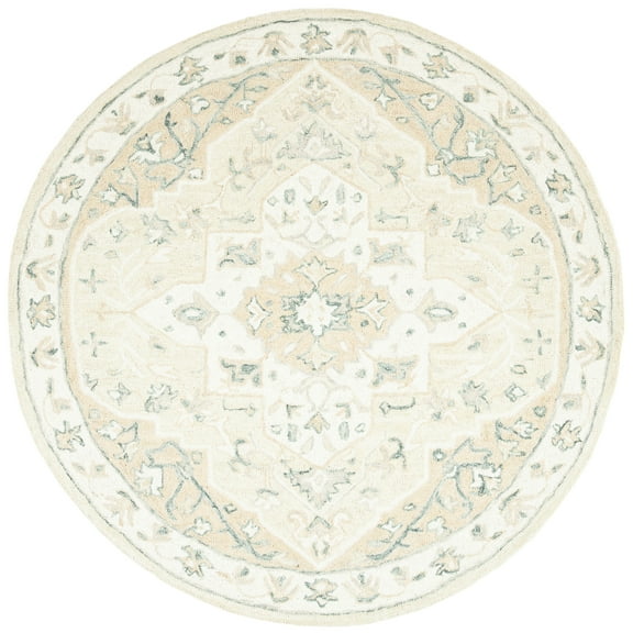 SAFAVIEH Micro-Loop Emilija Oriental Area Rug, Beige/Ivory, 7' x 7' Round