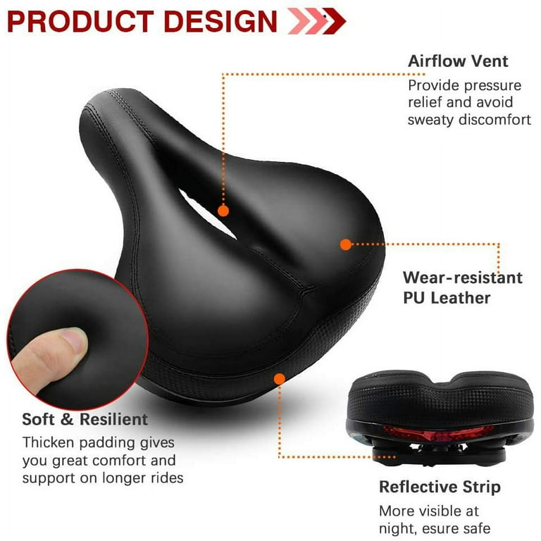  West Biking Oversized Noseless Bike Seat Double Shock  Absorption Bicycle Saddle Soft and Elastic Bicycle Seat for Bicycle,Electric  Bicycle,Folding Bicycle Black : Sports & Outdoors