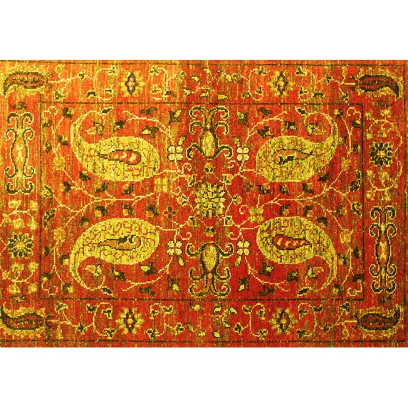 Ahgly Company Indoor Rectangle Persian Yellow Traditional Area Rugs, 3' x 5'