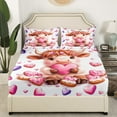 thumbnail image 3 of Erosebridal Cartoon Highland Bull Queen Sheet Sets, Pink Purple Love Heart Print Bedding Queen Size 4-Piece, 3 of 7