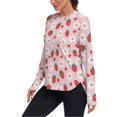 thumbnail image 2 of FORMRS Womens Long Sleeve Shirts UPF 50+ Sun Protection Quick Dry Fishing Hiking Tops, Size S-2XL, Pink Floral Strawberry Pattern, 2 of 8
