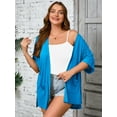 thumbnail image 5 of SHOWMALL Plus Size Shrugs for Women Summer Short Sleeve Boleros Blue 5X Open Front Lightweight Cardigan with Pockets Drape Beach Cover Up, 5 of 6
