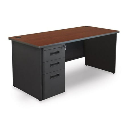 - Pronto PDR6030SP-B-DT-MADN 60 W x 30 D Single Full Pedestal Desk, Mahogany Laminate & Dark Neutral Finish