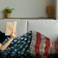 thumbnail image 3 of American Flag Soft Flannel Fleece Blanket, Royalty Flag Textured US Backdrop on Damaged Board Plate Design Artwork Print, Cozy Plush for Indoor and Outdoor Use, 70" x 90", Red Grey, by Ambesonne, 3 of 5