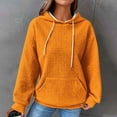 thumbnail image 2 of Savings Clearance 2024 wmjolc Waffle Hoodie for Womens Solid Pullover Drawstring Sweatshirt Spring Fall Oversized Sweatshirts with Pockets Long Sleeve Out Going Tops, 2 of 4