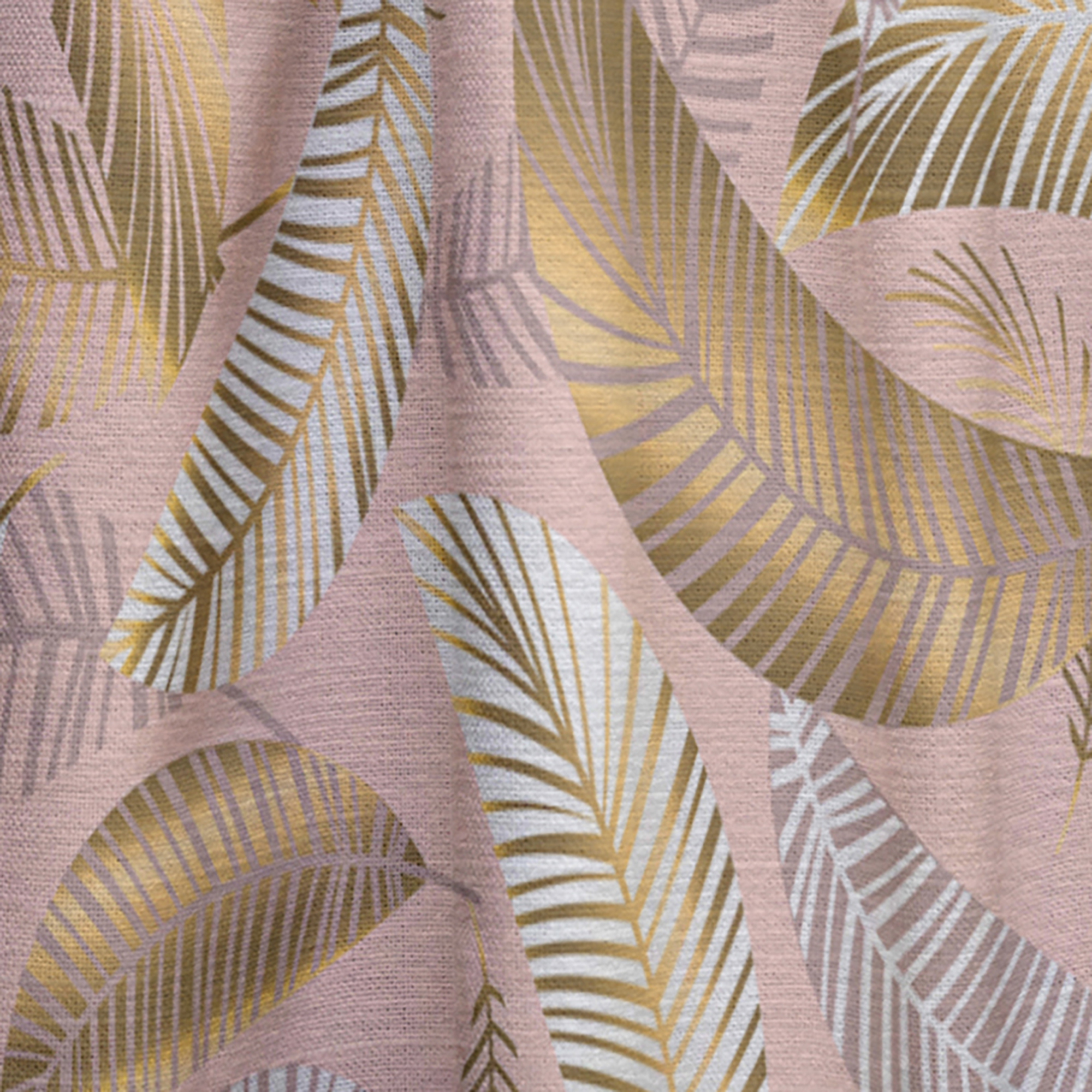 Designart 'Golden Tropical Leaves Pattern V' Mid-Century Modern Curtain Panel