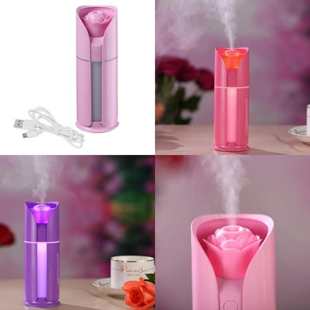 

Car Rose Flower Air Humidifier Oil Diffuser Mini USB Mist Makers Purifier