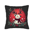 thumbnail image 4 of Festive Winter Throw Pillow Covers Set of 2 - 18x18in Cute White Reindeer with Scarf Design for Couch Bed Car Cozy Holiday Decor, 4 of 8