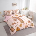 thumbnail image 2 of Erosebridal Monogrammed T Kids Twin Bedding Sets, Capybara Girls Bedding Comforter Set, Pink Reversible, 7-Piece, 2 of 7