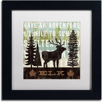 Trademark Fine Art "Simple Living Elk" Canvas Art by Michael Mullan, White Matte, Black Frame