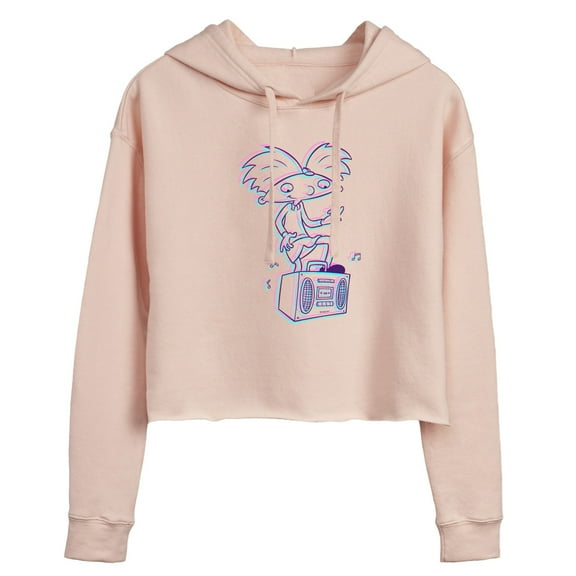 Hey Arnold! - 3D Arnold - Juniors Cropped Pullover Hoodie
