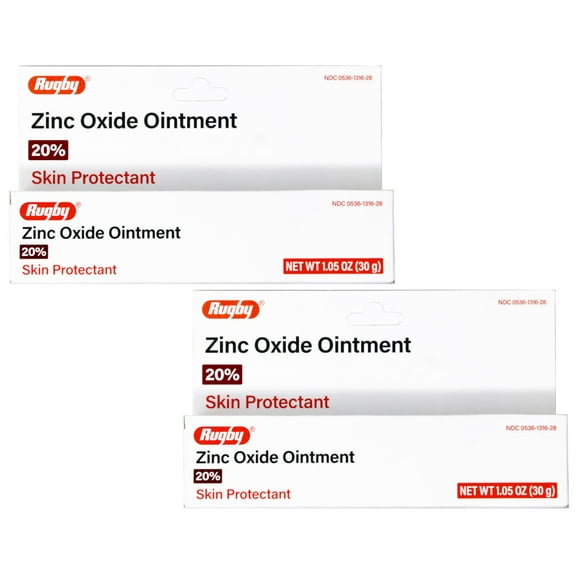 Rugby Zinc Oxide Ointment 20% Skin Protectant - 1.05 Oz - 2 Pack
