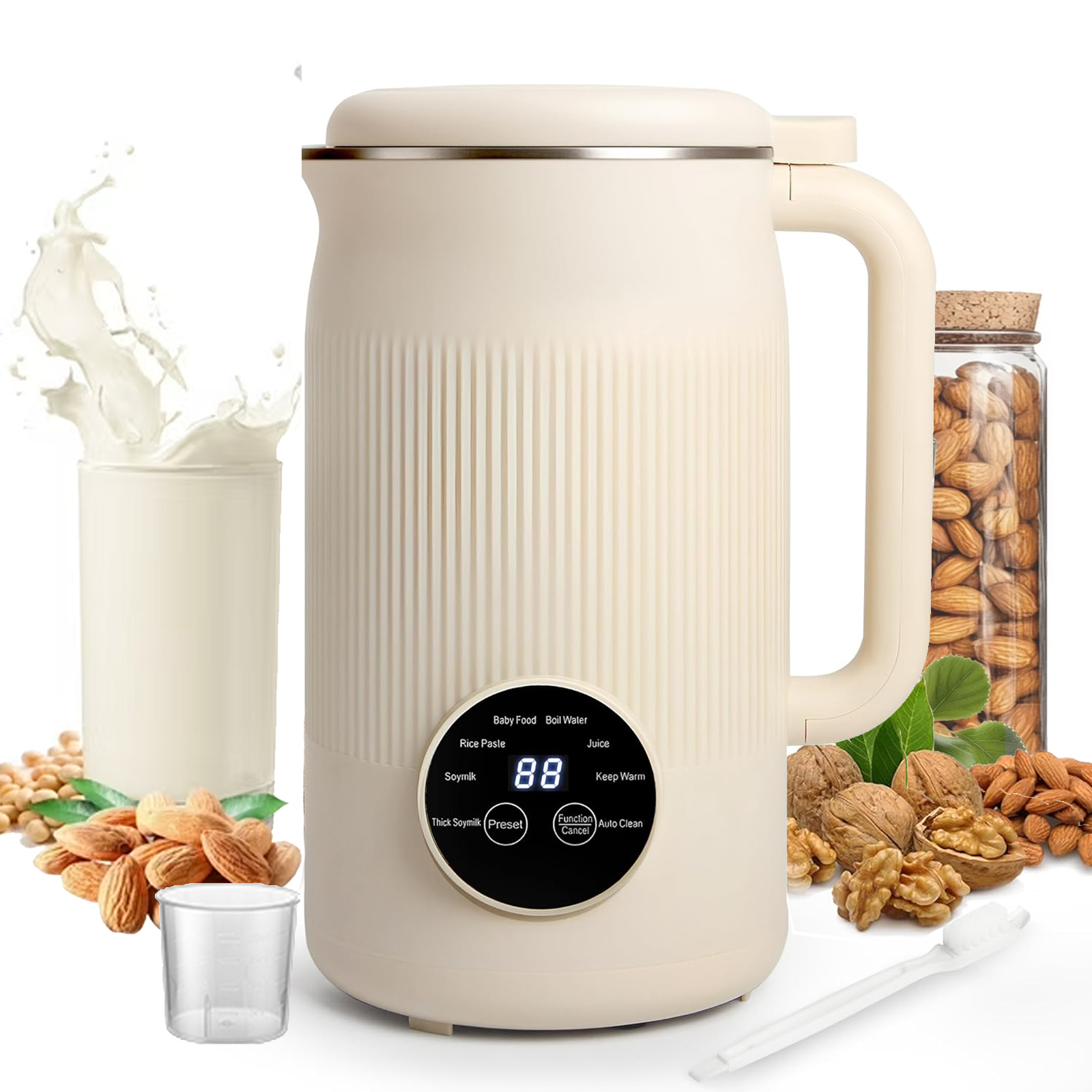Taotique 8 in 1 Nut Milk Maker Blender, 40oz Homemade Almond, Oat, Soy, Coconut, Plant-Based and Non-Dairy Beverages with Self-Cleaning, Soybean Blender Machine with Delay Setting, Keep Warm, Boiling