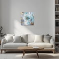 thumbnail image 3 of ZHONGYUTONG Teal Dandelion Canvas Wall Art Grey White Flower Pictures Print Rustic Neutral Floral Painting for Bathroom Decor Framed (24.00" x 24.00"), 3 of 5