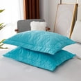 thumbnail image 3 of Set of 2 Pillow Shams King Size Floral Quilted - Perfect for Bedding Decor (Blue), 3 of 6