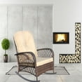 thumbnail image 2 of Olurrisa Outdoor Wicker Rocking Chair with Shallow Brown Cushions - Wide Seat Rocker, 250lb Capacity, All-Weather PE Rattan for Patio & Garden, 2 of 11