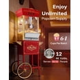 thumbnail image 4 of PopBria 12oz Popcorn Machine with Cart, Retro Professional Popcorn Maker, Movie Theater Style Popcorn Machine with Warming Deck, 64-Cup Large Batch for Home Theater and Party (Red and Gold), 4 of 8