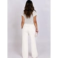thumbnail image 5 of Women's Wide Leg Crochet Sheer Knit Sweater Matching Sets 2 Piece Set Pants Outfit Top for Lounge White M, 5 of 8