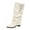 White, variant on Xfvqtps Slouchy Knee High Boots for Women Fold over Mid Heel Pointed Toe Buckle Strap Faux Leather Tall Boots