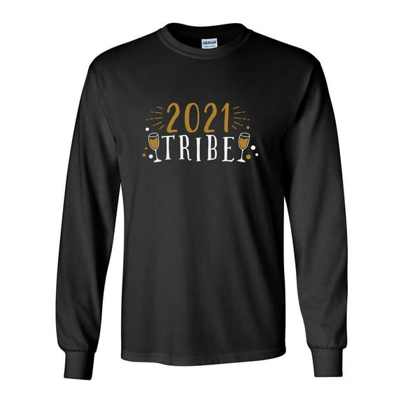 2021 Tribe Happy New Year Festive Unisex Adult Long Sleeve T-shirt-Black-4xl